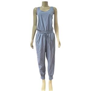Calia by Carrie Underwood Jumpsuit Large Cinch Waist Tapered Leg Loungwear Blue